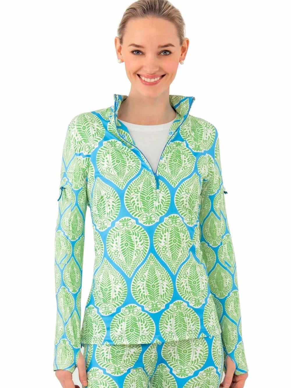 Gretchen Scott Jock Girl Half-Zip Pullover Women’s Size XS Indian Summer Print
